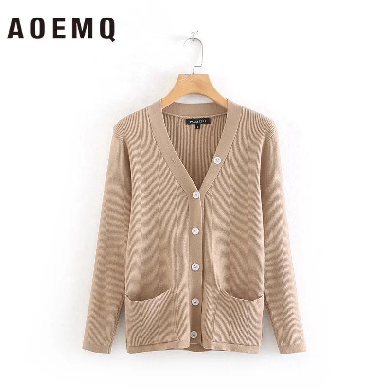 

AOEMQ Women Winter Clothing Sweaters Cardigan Knitting Fall Sweaters Casual Home Wear with Pockets Striped Sweaters Clothing