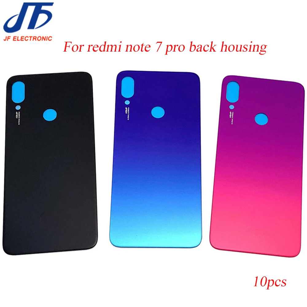 10 шт., для Xiaomi redmi note 7 pro, стекло, задняя крышка корпуса, задняя крышка, запасная дверь, Жесткий Чехол для батареи+ клейкая наклейка с логотипом
