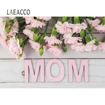 

Laeacco Photographic Background Wooden Board Happy Mother's Day Flower Photographic Backdrops Vinly For Photo Studio Decoration