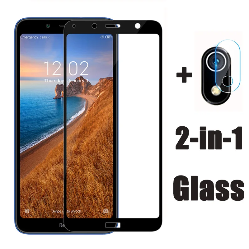 2 в 1 защитное стекло на Redmi 7A пленка для объектива камеры защита экрана закаленное