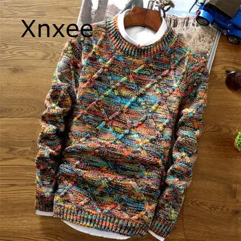 

Men Sweater Streetwear Casual Slim Fit Male Clothing Long Sleeve Knitted Pullovers Winter Thick O-Neck 3XL