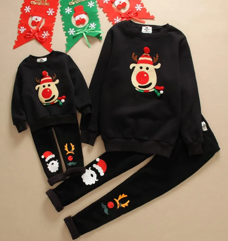 

Merry christmas Thickened Pants Family Matching Outfits Long Sleeve Sweatshirt Baby Hoodie Looking Sweater Family Outfits Clothe