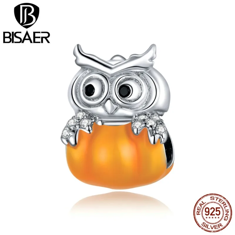 Подвеска для браслета из серебра 100% пробы в виде тыквы и совы |