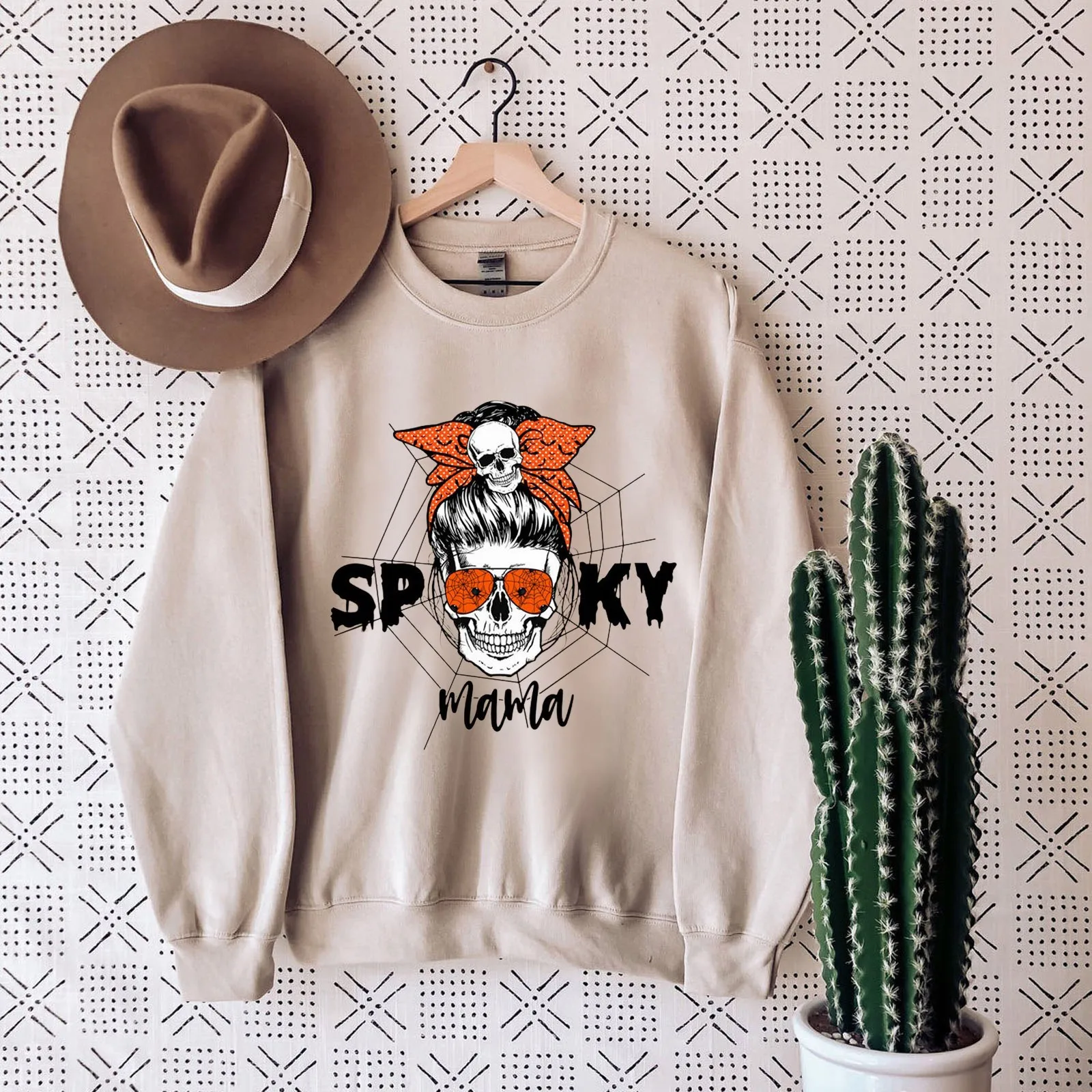 Женская одежда на осень 2021 свитшот большого размера Хэллоуин рубашка короткий