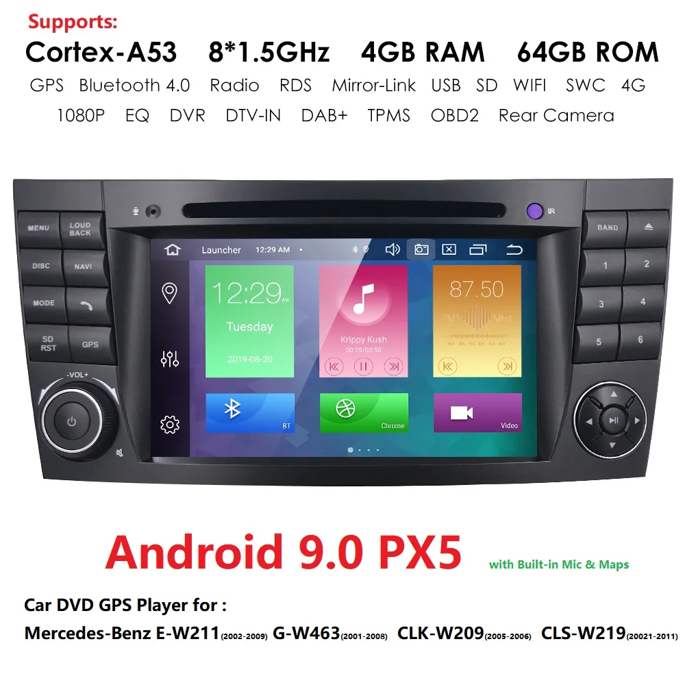 Автомагнитола PX5 для Mercedes Benz 7 дюймов Android 9 0 W211 W463 W209 W219 CLS 500 SWC | Автомобили и