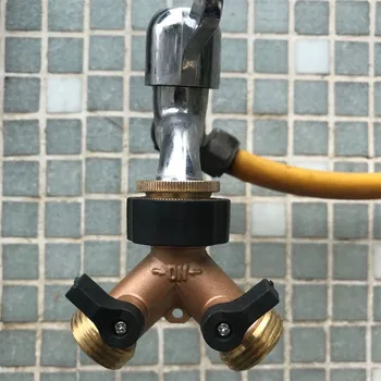 

2 Way Y Valve Solid Brass Body Backyard Garden Hose Connector Splitter Adapter With Comfort Grip Irrigation Valve Hose Pipe