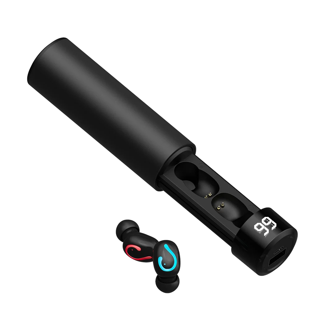 BK Ouhaobin Bluetooth наушники настоящие Беспроводные спортивные наушники Bluetooth в ухо стерео наушники - Цвет: BK