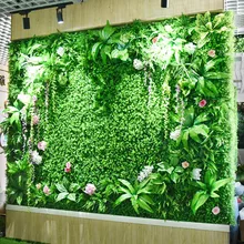 Yeşil yapay bitki duvar okaliptüs çim plastik çim DIY Custom Made balkon otel alışveriş merkezi manzara duvar dekorasyon