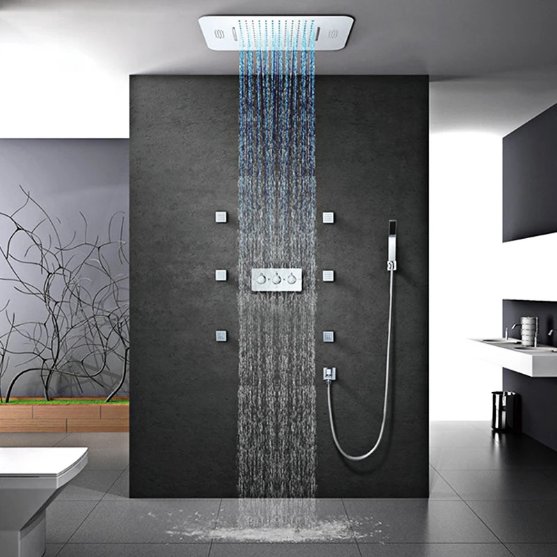 Douche pluie murale Bluetooth 550x230 mm, thermostatique, Vega Chrome