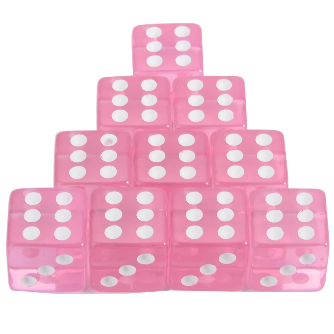 10pcs 16mm 8 Colors Acrylic Transparent Straight Corner Dice Portable Role Playing Game Poker Outdoor Dice Funny Clear Dices
