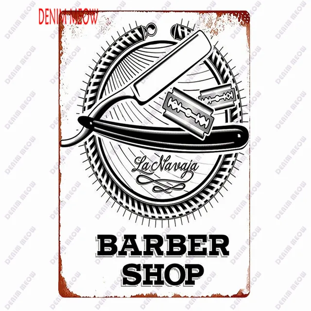 Hair Cutting Retro Plaque Metal Signs BARBER SHOP Vintage Painting Wall Art Posters Cafe Bar Pub Shave & Haircut Home Decor WY28 20