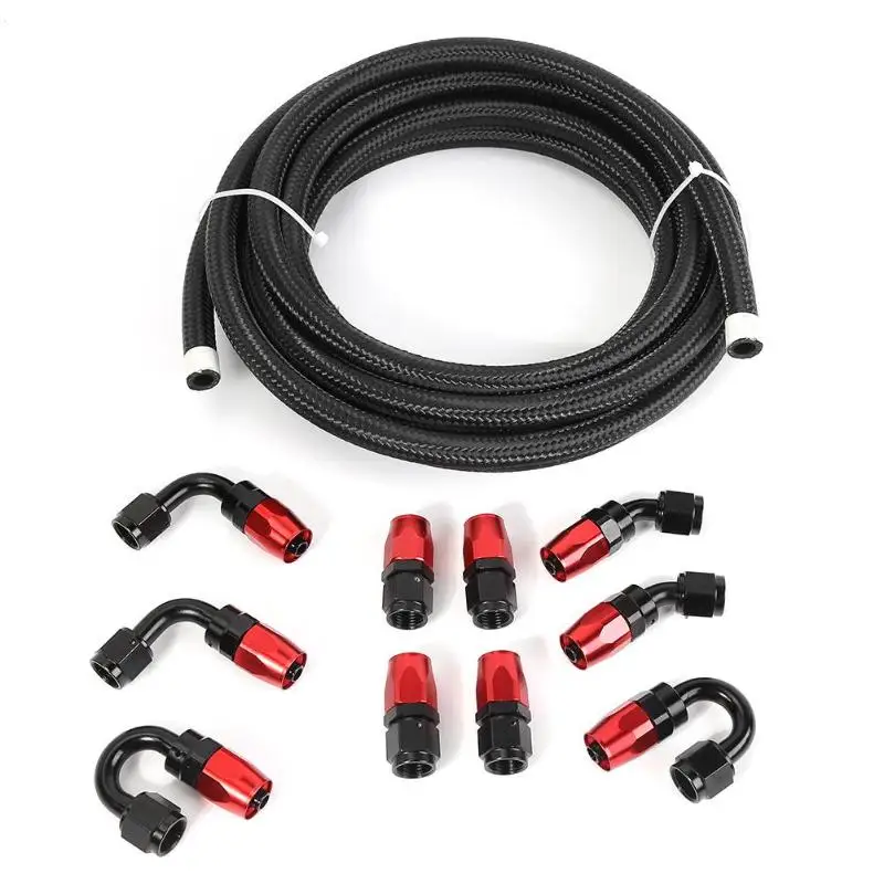 

Durable Fuel Line Multi-function 5m/16ft Braided Oil Gas Fuel Hose with 10pcs 6AN Fuel Line End Fittings Adapters