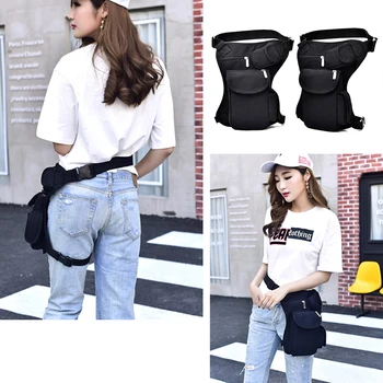 

Multi-functional Leg Pack Canvas Waist Military Leather Large Capacity Pockets Solid Color Male Leg Bag Men's Leisure Sports Bag