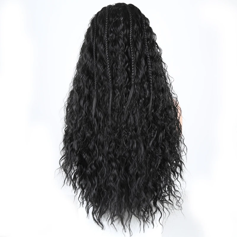 Харизма плетеные парики для черных женщин синтетический парик фронта шнурка термостойкие волокна волос вьющиеся парики с детскими волосами
