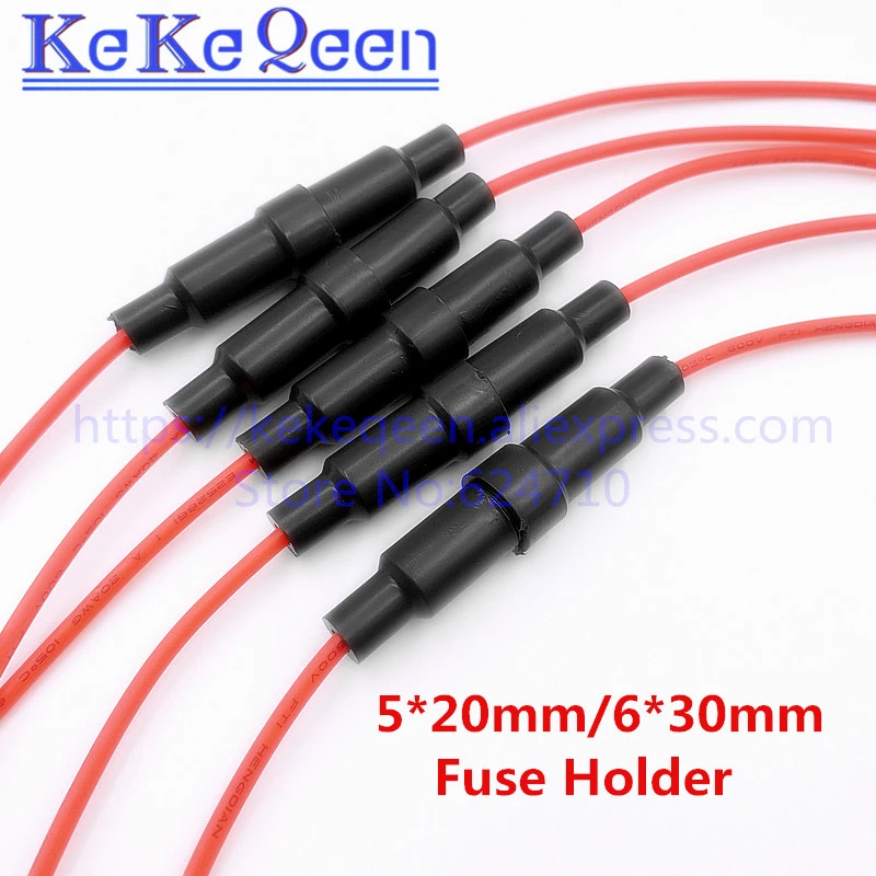 10pcs Home Protection Inline Fuse Holder Copper Wire Components 5*20 6*