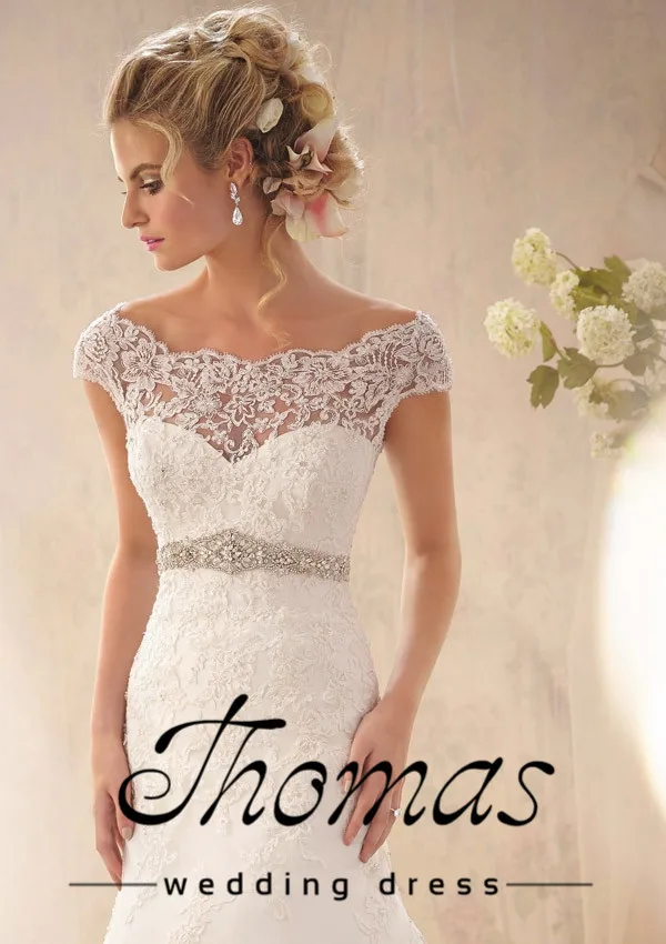 novo elegante sereia manga cap de Casamento rendas vestido de noiva vestidos em renda personalizado свадебное платье