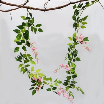 

2M Wisteria Artificial Flowers Vine Garland Wedding Arch Decoration Fake Plants Foliage Rattan Trailing Faux Flowers Ivy Wall972