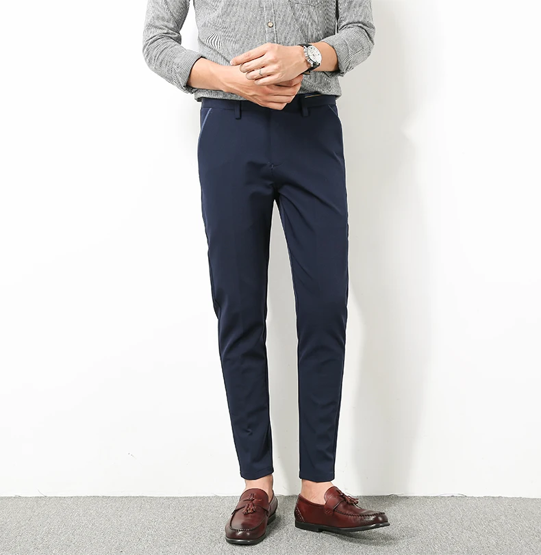 Стильное мужское платье Формальные укороченные брюки Slim Fit костюм Деловые брюки карандаш брюки D90