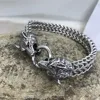 Viking Wolf Charm Bracelet Men's Stainless Steel Mesh Chain Wolf Punk Rock Bracelets Biker Jewelr 4
