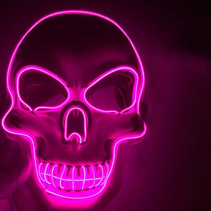 Unisex Halloween Light Up Mask Cosplay LED Scary Death Skull EL Wire Neon Fluorescent Festival Party Cosplay Costume Decoration