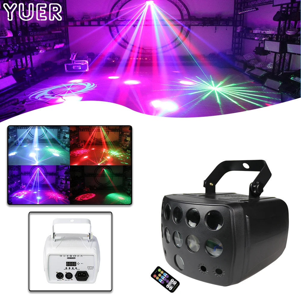 

4x15W RGBW 4IN1 LED Remote Control Laser Dyeing Pattern Strobe Beam Effect Light Stage RGB Laser Projector DJ Disco Party DMX512