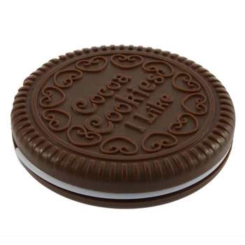 

Portable Cute Chocolate Cookie Shape Cosmetic Makeup Mirror + Comb Lady Girl