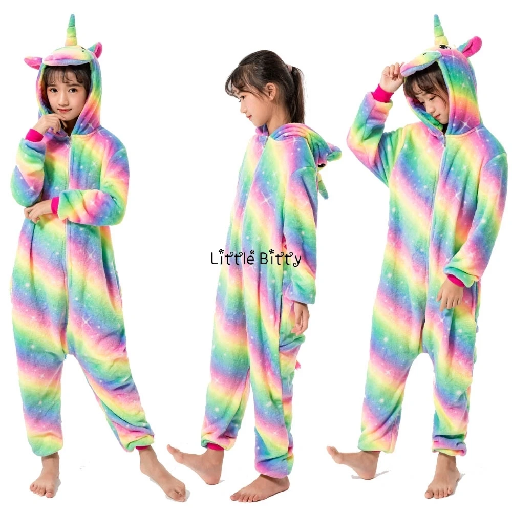 Зимняя Пижама для мальчиков; фланелевые пижамы с единорогом для девочек; детская пижама с единорогом; комбинезоны с единорогом и пандой; комбинезоны - Цвет: LA34