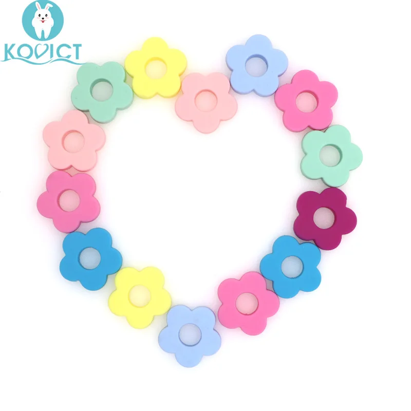 Special Price Diy-Accessories Teething-Beads Silicone Beads-Holes Flower Kovict Baby 10pc Vy89g78Zy