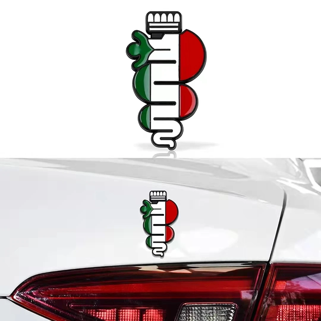1pc 3D Metal Car Sticker High Quality Green Lucky Clover Side Label Alfa Romeo Four Leaf Clover Emblem Badge Sticker Car-styling