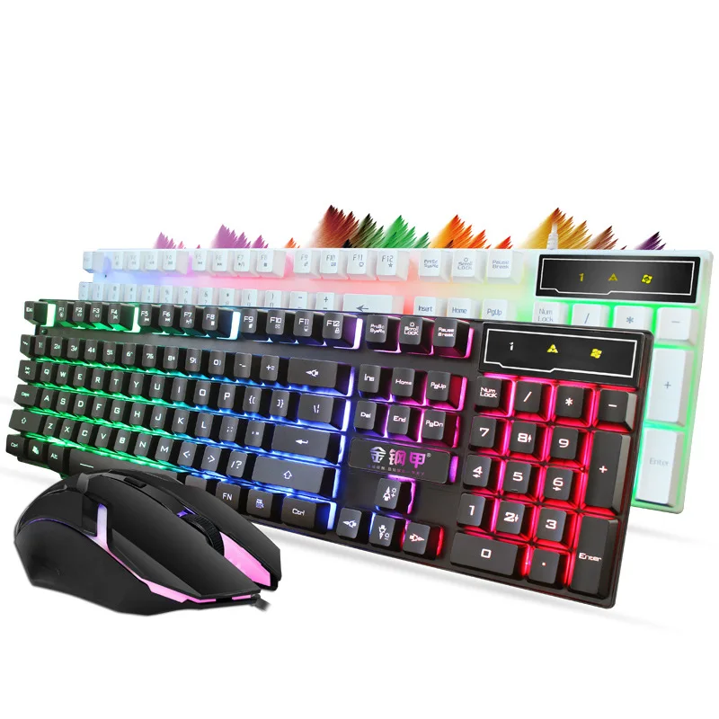 

Backlight computer keyboard gaming keyboard mechanical keyboard feel office wired keyboard and mouse set on behalf