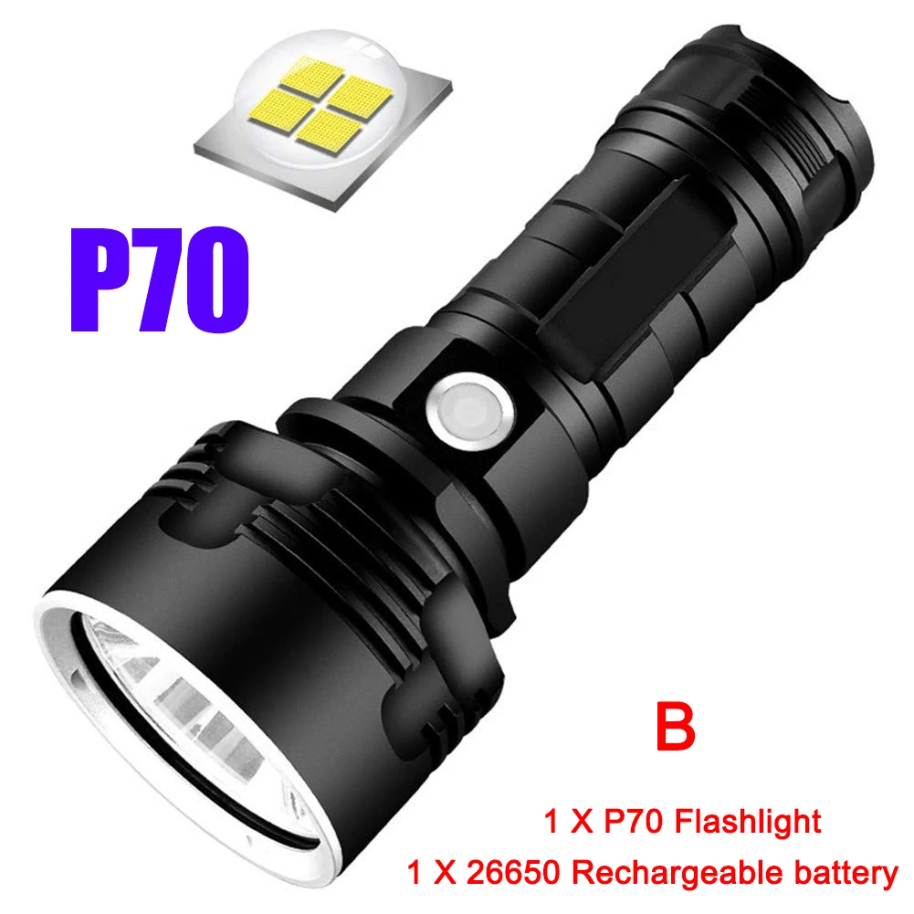 Супер мощный светодиодный фонарик L2 P70 тактический фонарь USB Перезаряжаемый Linterna водонепроницаемая лампа сверхъяркая фонарь для кемпинга
