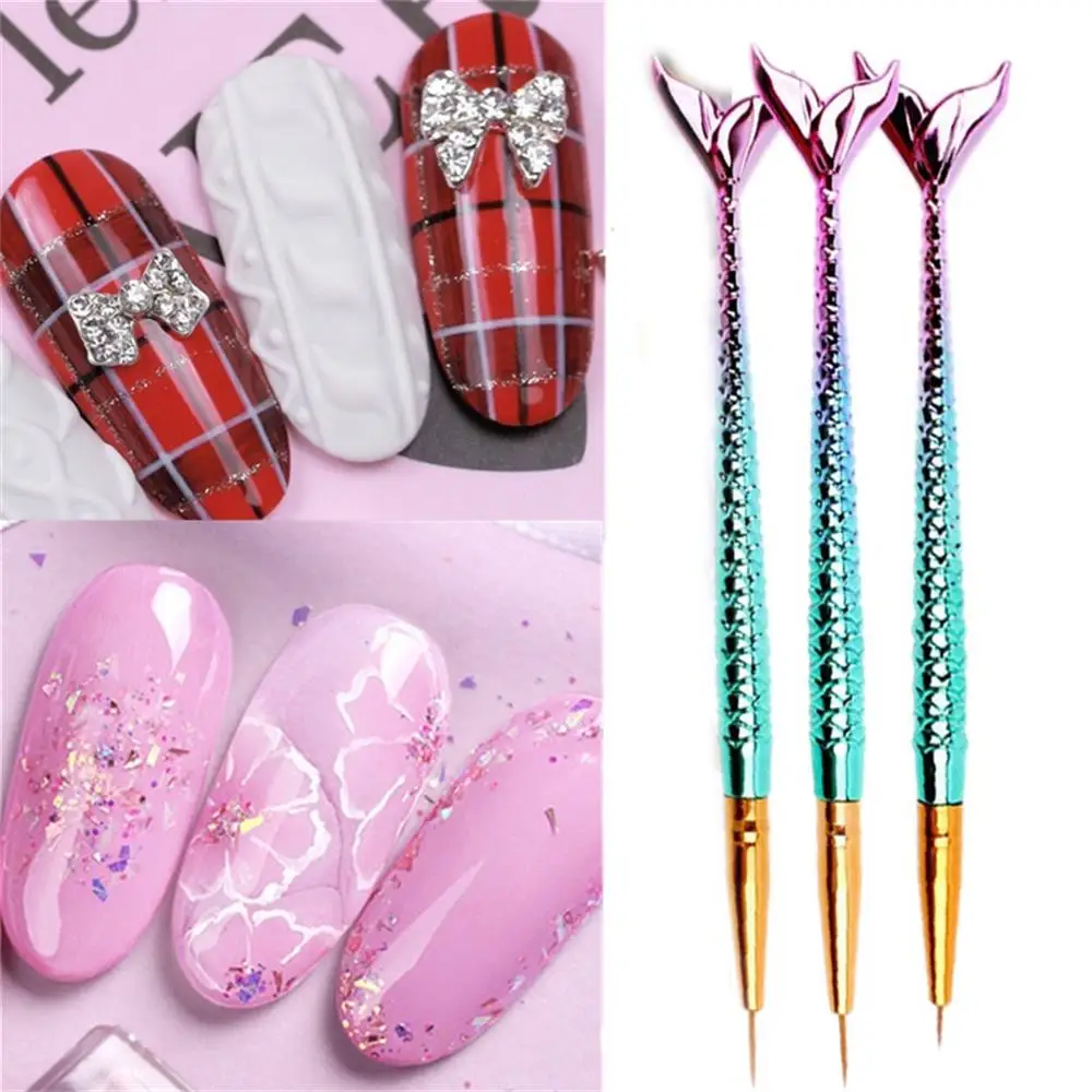1/3pcs Professional 7mm/9mm/11mm Nail Brush Hand Draw Tips Drawing Line Painting Pen Tools
