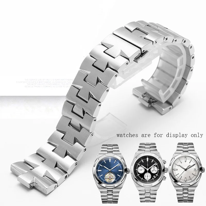 Convex interface strap Solid Stainless steel watchband silver bracelet Replacement metal belt for VC 47040 series watch chain | Наручные