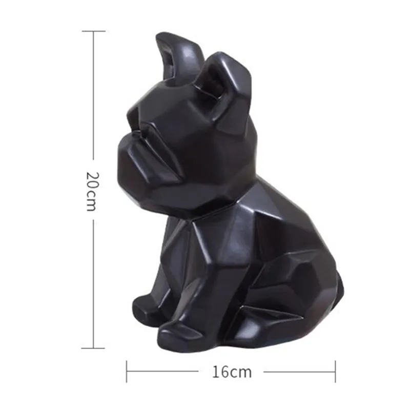 European Style Simulation Animal Geometry French Bulldog Ceramics Statue Creative Children Bedroom  - 4000205438221