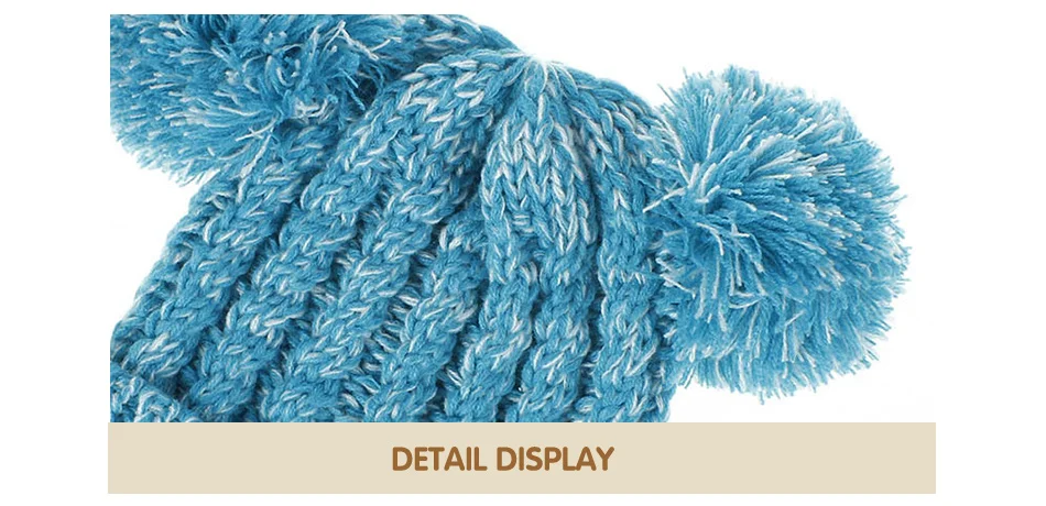 RUINPOP Beanie шляпа с двойным помпоном детская шапка Skullies шапка Детские Зимние трикотажные шапки для детей модный дизайн