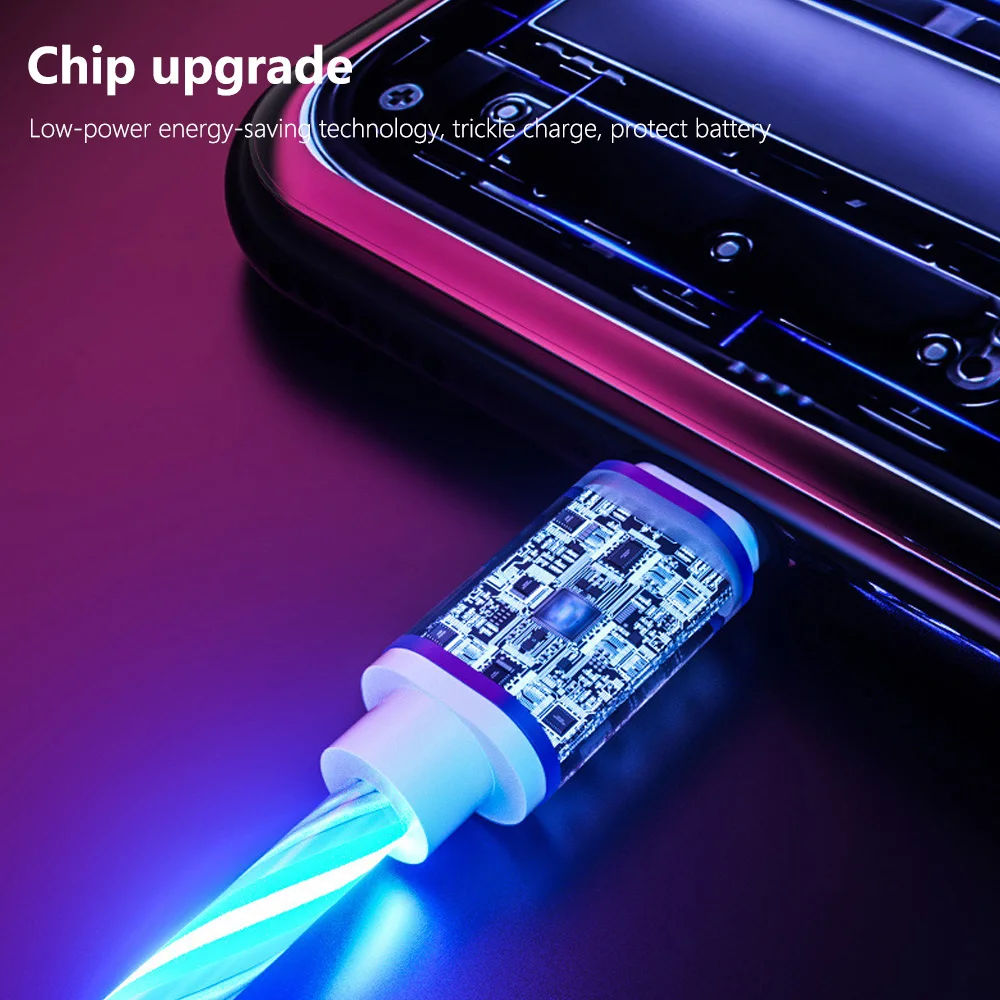 USB-C светящееся освещение потока type-C Магнитный usb-кабель для samsung Note 10 S9 Micro type C зарядное устройство Быстрая зарядка Магнитная Зарядка