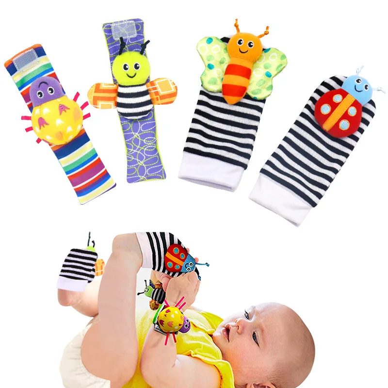 

Infant educational toys Baby watch strap, wrist strap socks, baby hand strap, rattle baby newborn Cartoon cute socks baby gifts