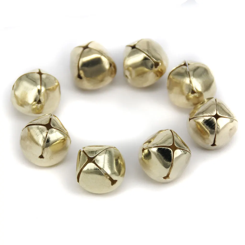 100 Golden Plated Christmas Jingle Bells Beads Charms For Craft DIY Findings