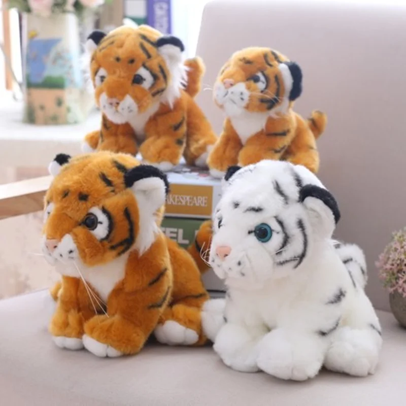 Cute lifelike Tiger Stuffed Animal White Tigers Plush Toy Real life Wild Forest Animals Kid Toy