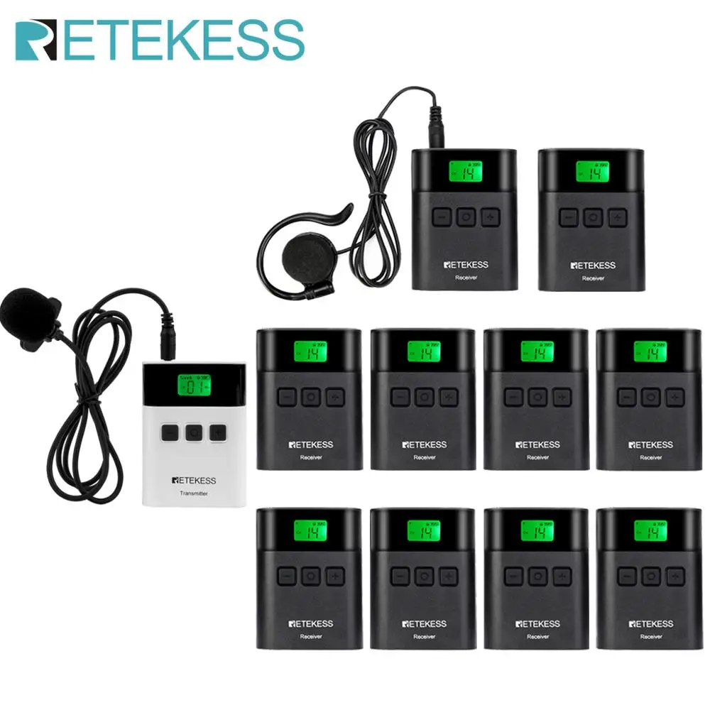 Беспроводная система гида RETEKESS TT122 1 передатчик + 10 приемников для церкви