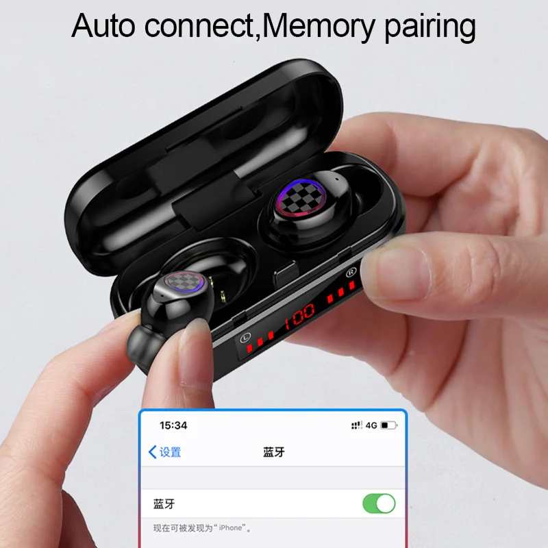 TWS V7 Wireless Earphones Bluetooth 5 0 Headset Touch Control Waterproof 6D Stereo Sport Music Earbuds with 300mAh Charging Box