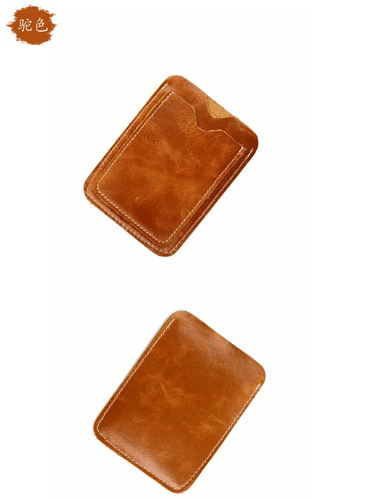 Korean-style Fashion Man Women's Genuine Leather Work Permit Card Holder Ultra-Thin Multi-functional Cowhide Student's Identific