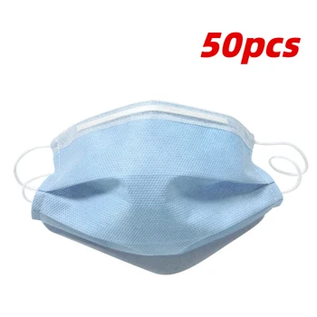 

50PCS Disposable Face Cover Civil Non-Woven 3 Layer Thick 50 Packs Adult Protective Face Cover Non-Woven Anti-Dust M/ask