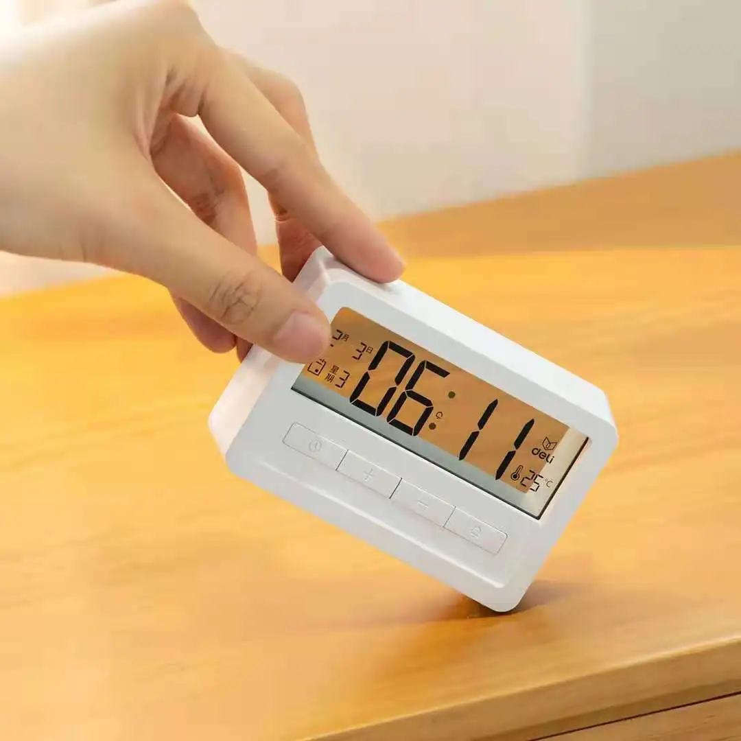 Xiaomi Deli Electronic Alarm Clock Bedside Simple Intelligent Clock Multifunctional Lcd Screen