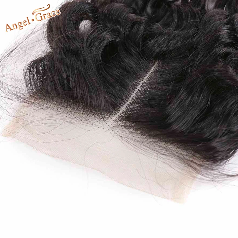 Angel Grace волосы бразильские глубокая волна волосы HD Кружева Закрытие 10-20 дюймов 4x4 Средняя/свободная часть Remy человеческие волосы Кружева Закрытие