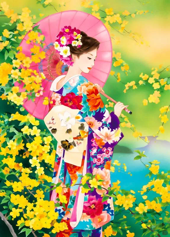 14/16/18/27/28 Japanese Kimono Lady -57 Elegant Art Needlework 14CT Canvas Unprinted Handmade Embroidery Cross Stitch Kits | Дом и сад