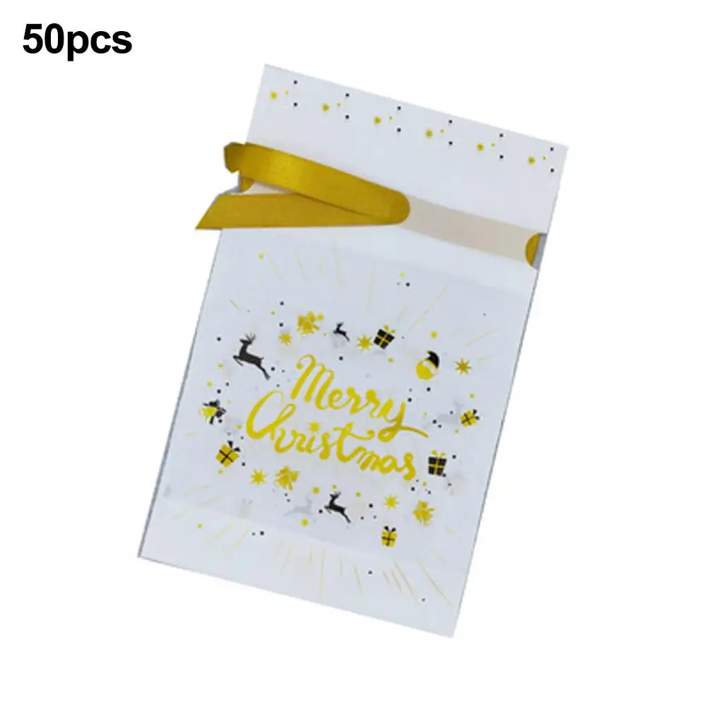 50pcs/pack Christmas Candy Bags Reusable Drawstring Bag Storage Pouch for Party Xmas Gift Bag Children Bag Drawstring Container - Цвет: 01