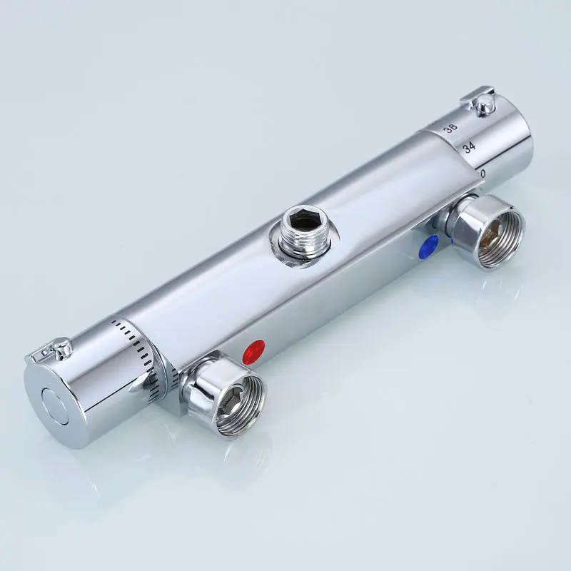Chrome Finish Thermostatic Shower Faucet Bathroom Thermostatic Mixer Tap Hot And Cold Mixing Valve Bathtub Faucet