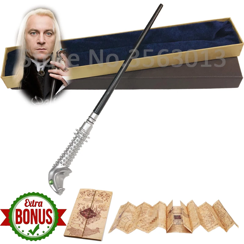 Lucius 28 видов Поттер Волшебная палочка s с подарочной коробкой Дамблдор металлический сердечник волшебная палочка Harried волшебная палочка с бонусом для рождественского подарка - Цвет: Lucius