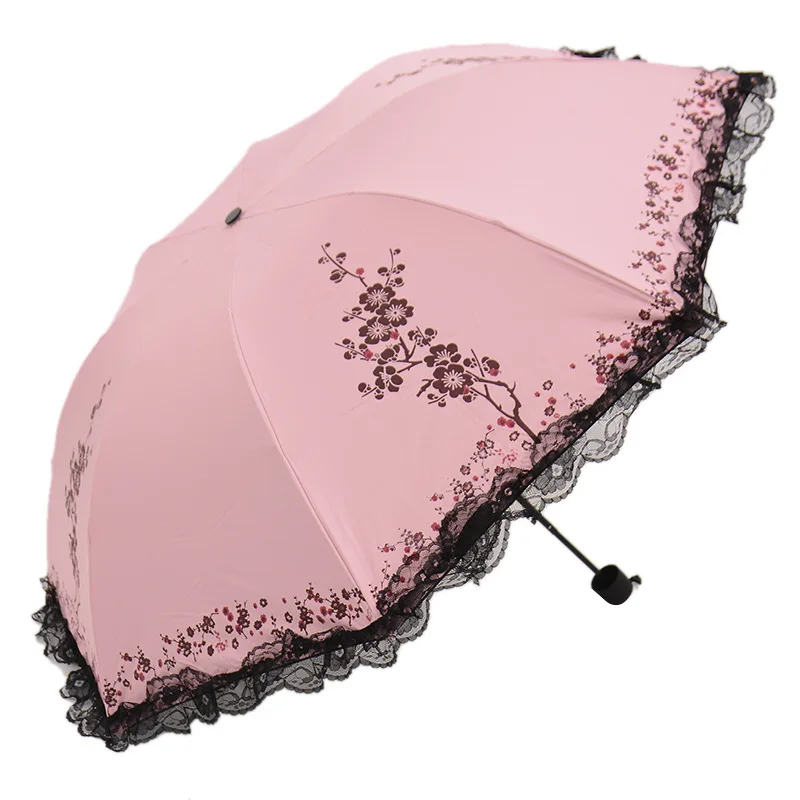 Petite Fleur Motifs Femme Anti Soleil Coupe-Vent Parapluie Compact Pliable Nouveau 